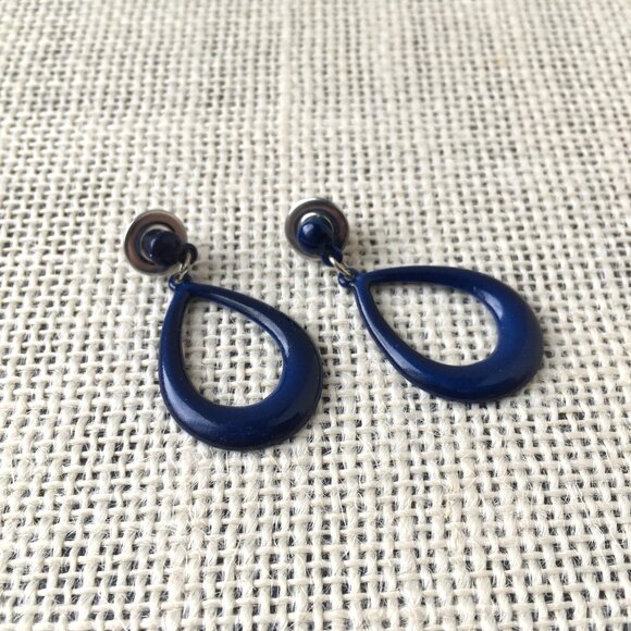 Navy Blue Dangly Earrings ~ **2 for $20** - Picture 1 of 4